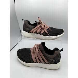 Skechers Women’s Slip-On Knit Sneakers Black Blush Pink Lace Up Size